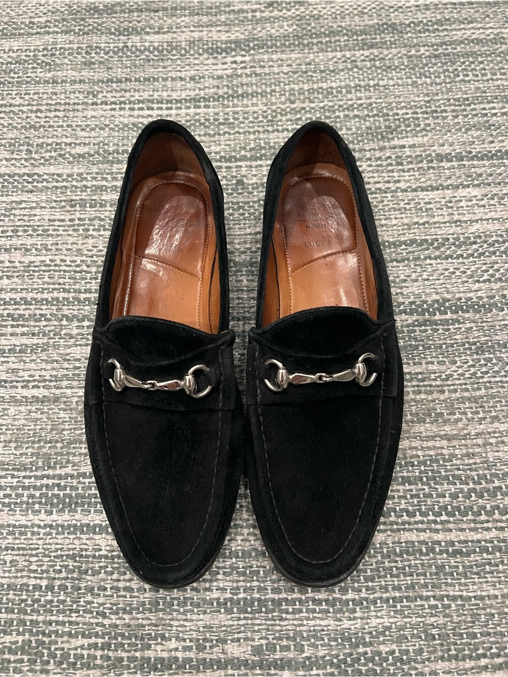 Allen Edmonds Black Suede Loafers with Silver Bit